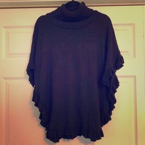 Short sleeve black turtle neck poncho